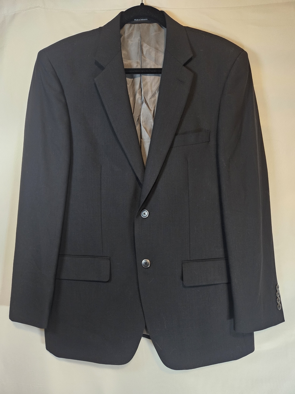Pronto Uomo Black Two-Button Notch Lapel Suit Jacket 100% Wool